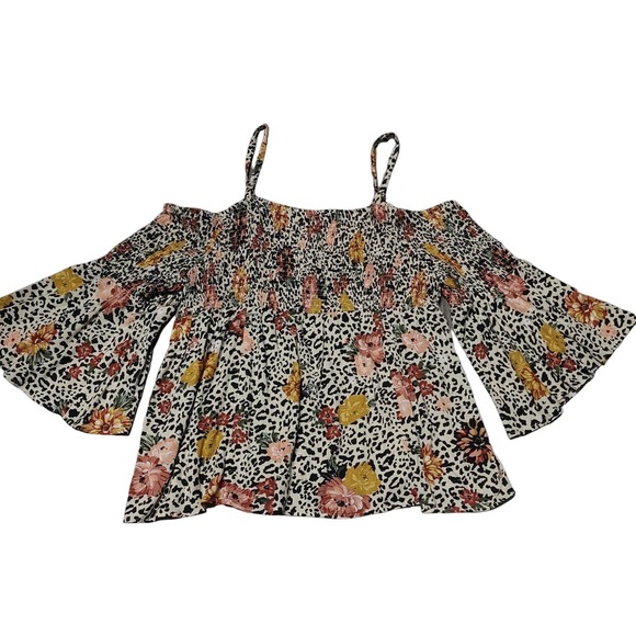 torrid Tops - Torrid 3X Off the shoulder Wild Things FLRL Floral Animal Print Top